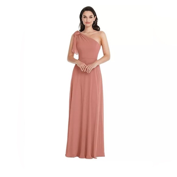 After Six Dresses & Skirts - New After Six Womens Draped One-Shoulder Maxi Dress with Scarf Bow Size 4R